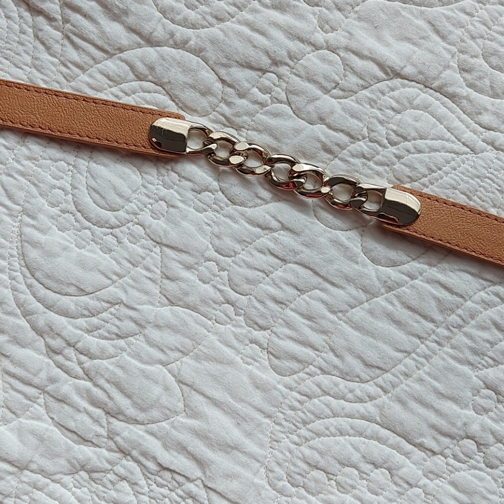 Tan waist belt with chain detail